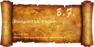 Benyovits Fedor névjegykártya